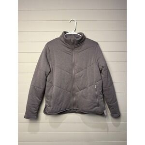 NWT Three Dots Quilted Chevron Zip Up Jacket Heathered Pavement Gray Size M